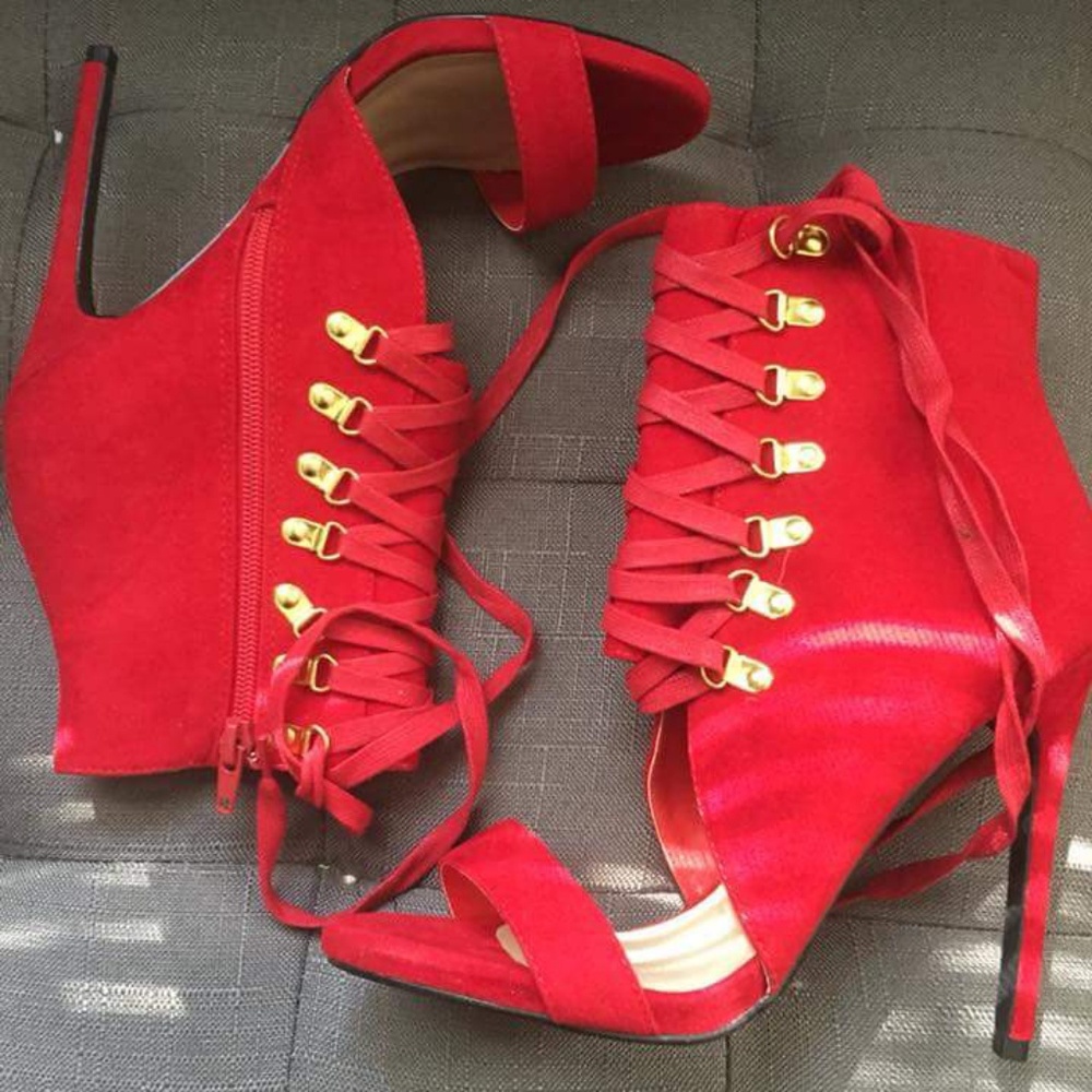 Red booties Brand NEW